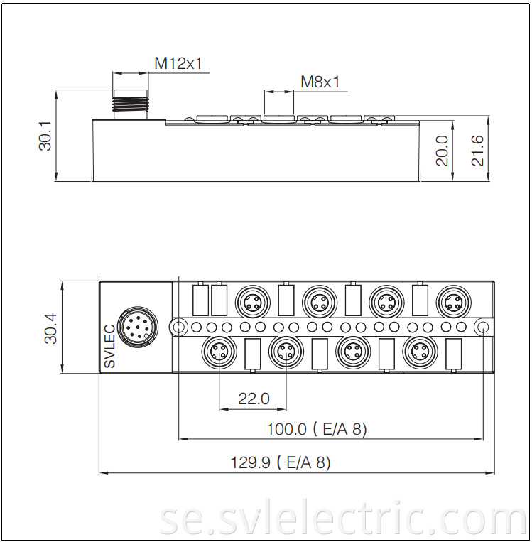 M8 8 Way Distribution Box Size